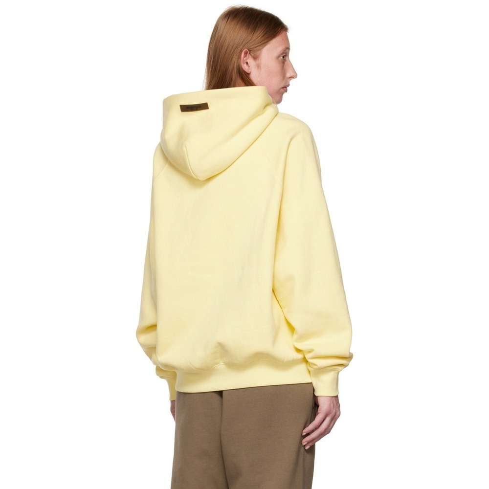 Fear of‎ God Essentials Hoodie Butter Yellow Embossed Logo Streetwear Sweatshirt - Picture 10 of 11